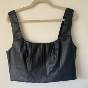 NBD Black Leather Style Cropped Top